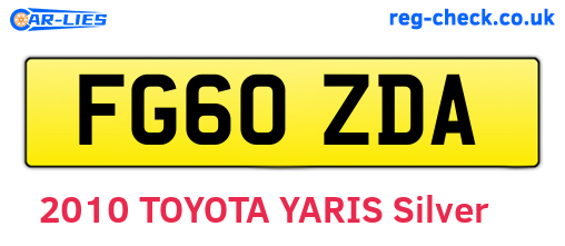 FG60ZDA are the vehicle registration plates.