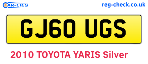 GJ60UGS are the vehicle registration plates.