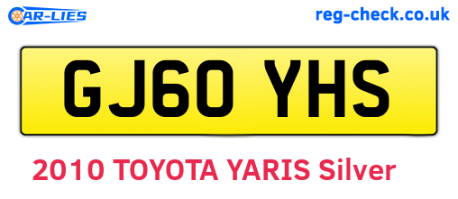 GJ60YHS are the vehicle registration plates.