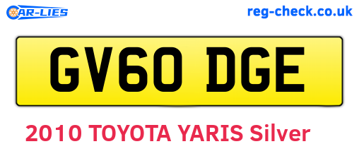 GV60DGE are the vehicle registration plates.