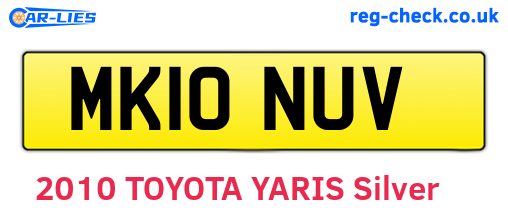 MK10NUV are the vehicle registration plates.