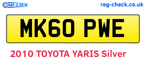 MK60PWE are the vehicle registration plates.