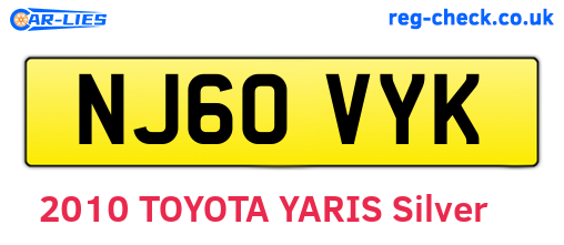 NJ60VYK are the vehicle registration plates.