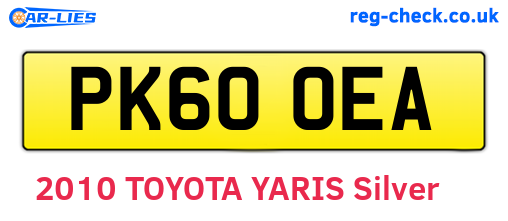 PK60OEA are the vehicle registration plates.