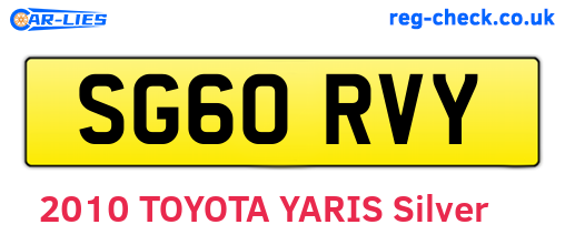 SG60RVY are the vehicle registration plates.