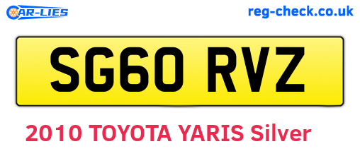 SG60RVZ are the vehicle registration plates.