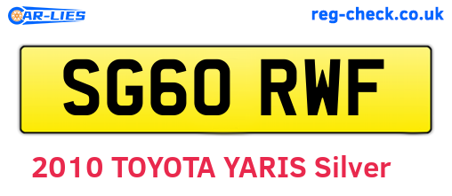 SG60RWF are the vehicle registration plates.