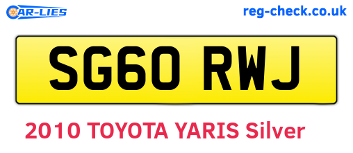SG60RWJ are the vehicle registration plates.
