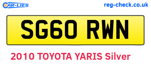 SG60RWN are the vehicle registration plates.