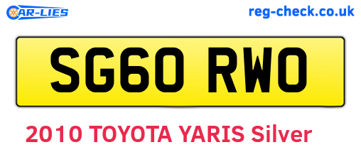 SG60RWO are the vehicle registration plates.