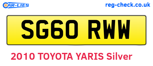 SG60RWW are the vehicle registration plates.