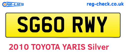 SG60RWY are the vehicle registration plates.