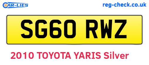SG60RWZ are the vehicle registration plates.