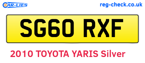 SG60RXF are the vehicle registration plates.