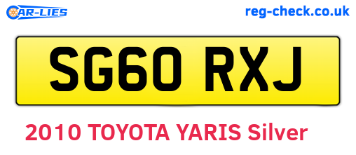 SG60RXJ are the vehicle registration plates.