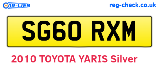 SG60RXM are the vehicle registration plates.