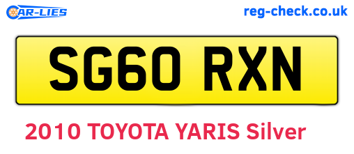 SG60RXN are the vehicle registration plates.