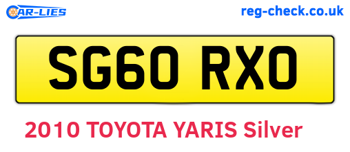 SG60RXO are the vehicle registration plates.