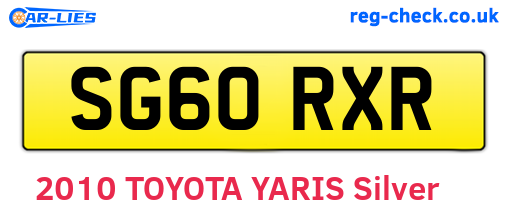 SG60RXR are the vehicle registration plates.