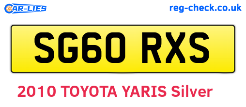 SG60RXS are the vehicle registration plates.
