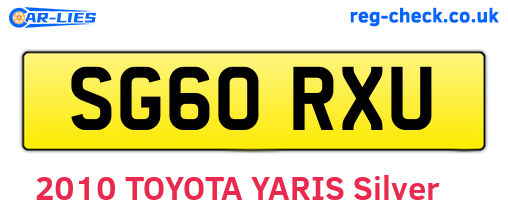 SG60RXU are the vehicle registration plates.