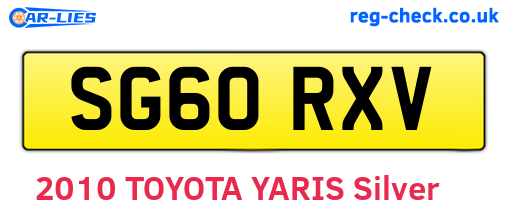 SG60RXV are the vehicle registration plates.