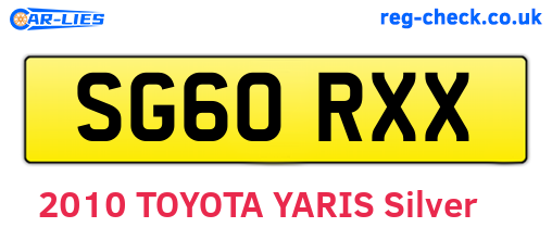 SG60RXX are the vehicle registration plates.