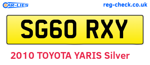 SG60RXY are the vehicle registration plates.