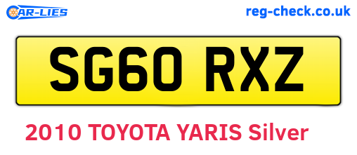 SG60RXZ are the vehicle registration plates.