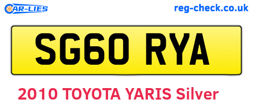 SG60RYA are the vehicle registration plates.