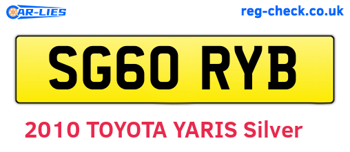 SG60RYB are the vehicle registration plates.