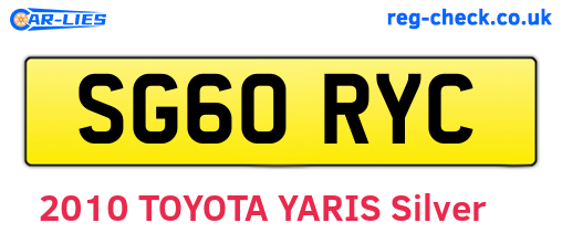 SG60RYC are the vehicle registration plates.