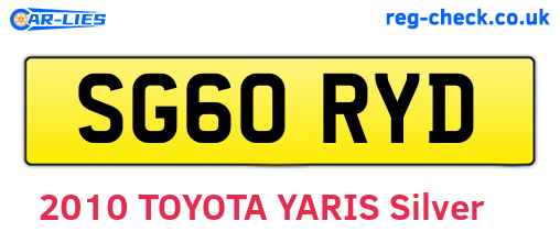 SG60RYD are the vehicle registration plates.