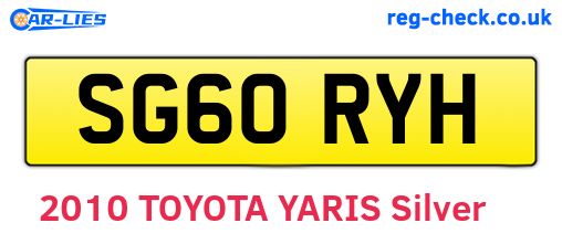 SG60RYH are the vehicle registration plates.