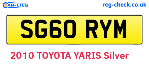 SG60RYM are the vehicle registration plates.