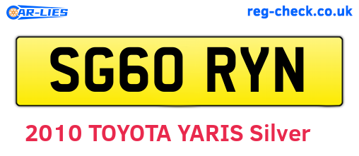 SG60RYN are the vehicle registration plates.