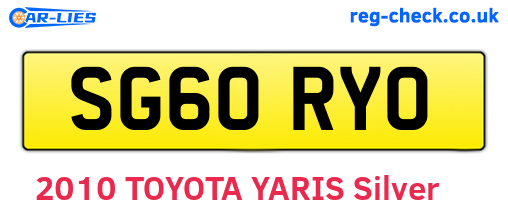 SG60RYO are the vehicle registration plates.