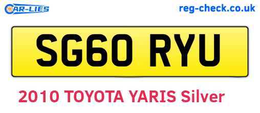 SG60RYU are the vehicle registration plates.