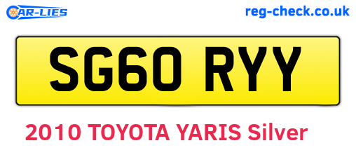 SG60RYY are the vehicle registration plates.