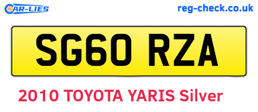 SG60RZA are the vehicle registration plates.