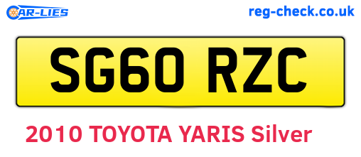 SG60RZC are the vehicle registration plates.