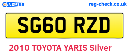 SG60RZD are the vehicle registration plates.