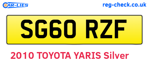 SG60RZF are the vehicle registration plates.
