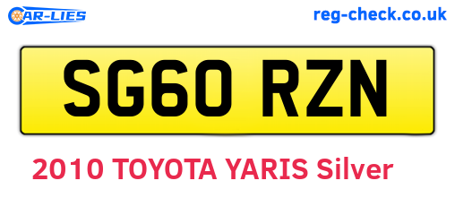 SG60RZN are the vehicle registration plates.