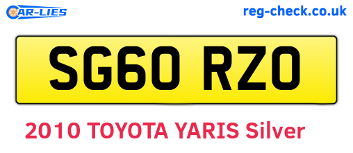 SG60RZO are the vehicle registration plates.
