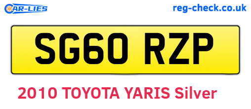 SG60RZP are the vehicle registration plates.