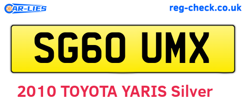 SG60UMX are the vehicle registration plates.