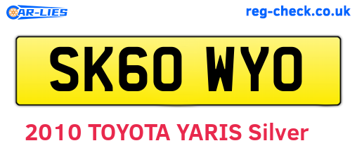 SK60WYO are the vehicle registration plates.