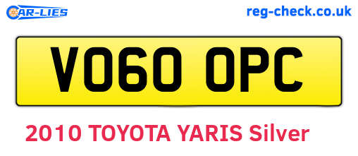 VO60OPC are the vehicle registration plates.