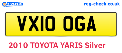 VX10OGA are the vehicle registration plates.